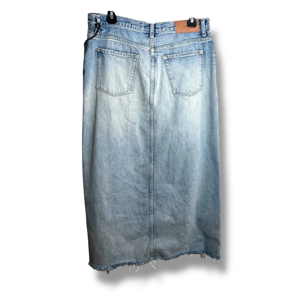 7 For All Mankind Women’s Light Blue Distressed Midi Skirt - Picture 2 of 4